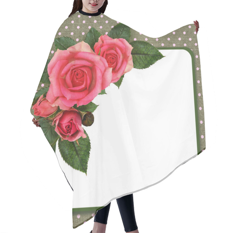 Personality  	Rose Flowers Composition And Frame Hair Cutting Cape