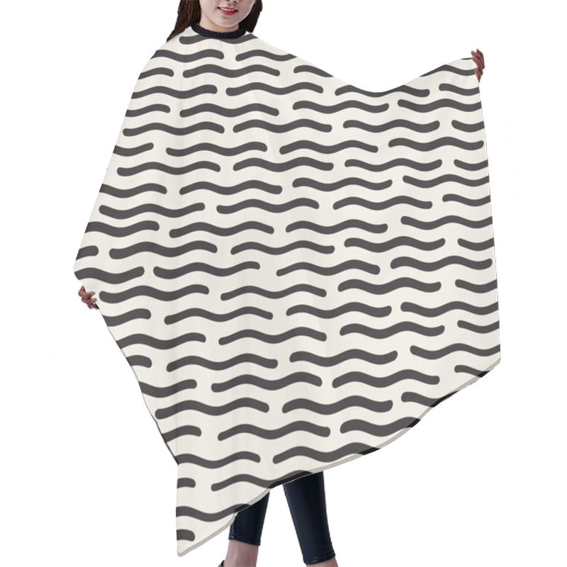 Personality  Vector Seamless Hand Drawn Wavy Horizontal Lines Pattern Hair Cutting Cape