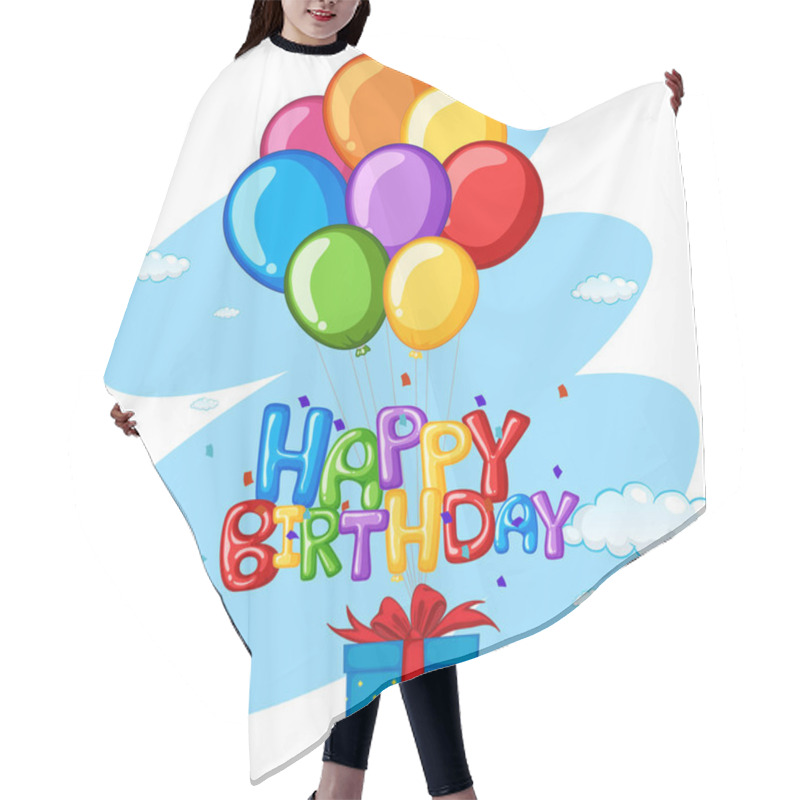 Personality  Happy Birthday Theme With Present And Balloons Hair Cutting Cape