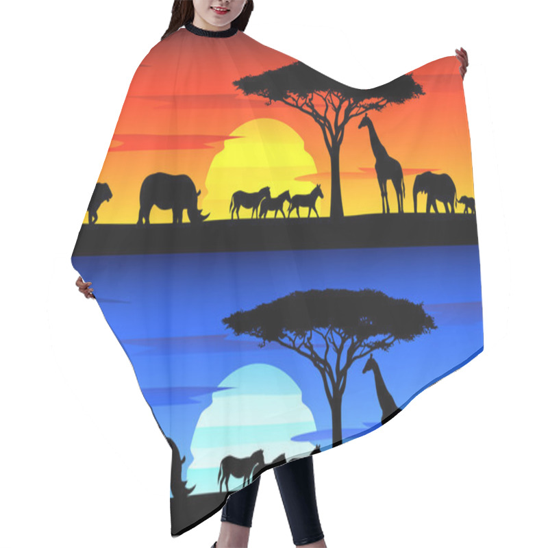 Personality  Beautiful Sunset Background On Africa Wildlife Hair Cutting Cape