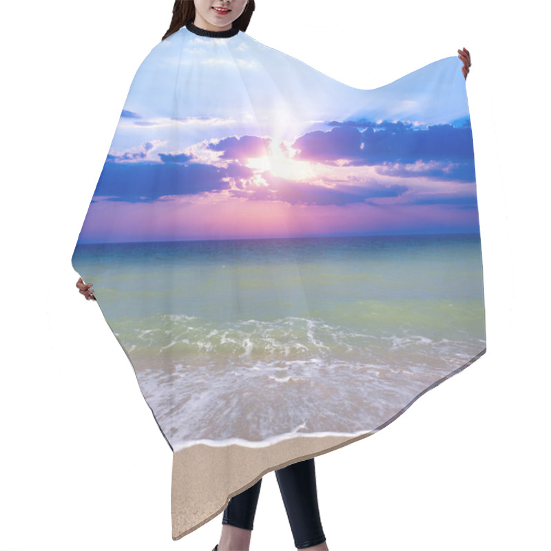 Personality  Sunset Over Sea Hair Cutting Cape