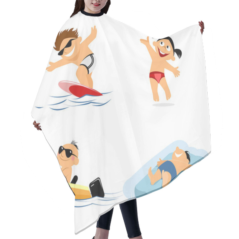 Personality  Four Children On Beach Hair Cutting Cape