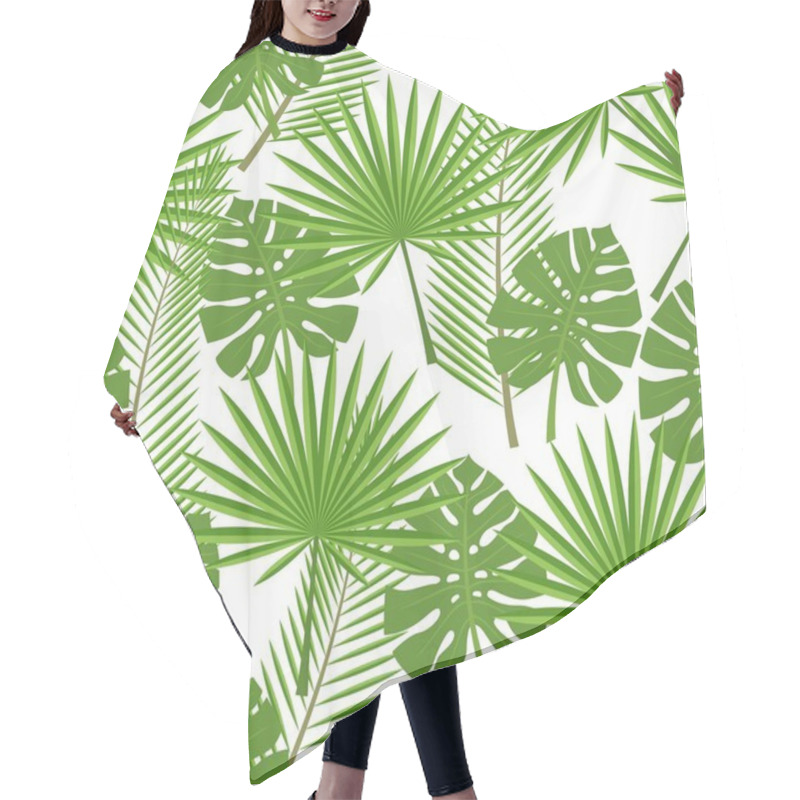 Personality  Seamless Tropical Leaves - Palm, Monstera Hair Cutting Cape