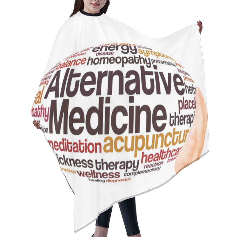 Personality  Alternative Medicine Word Cloud Hand Sphere Concept On White Background.  Hair Cutting Cape