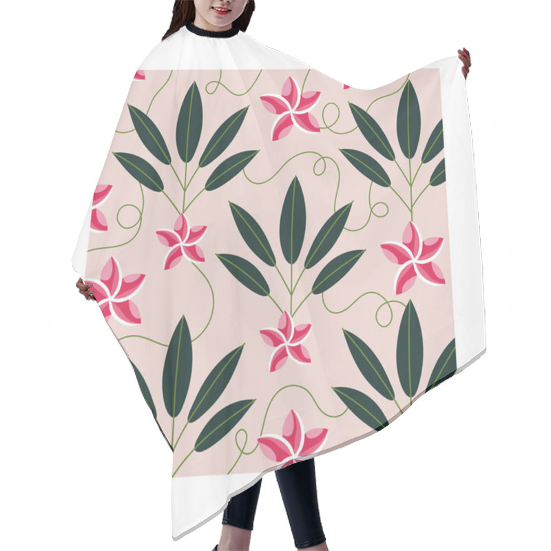 Personality  Pink Flowers Plants Tropical Pattern Background Hair Cutting Cape