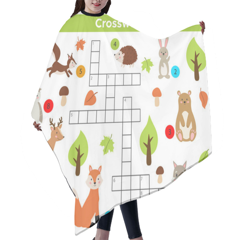 Personality  Vector Forest Animals Crossword In English. Education Game For Children With Answer. Hair Cutting Cape