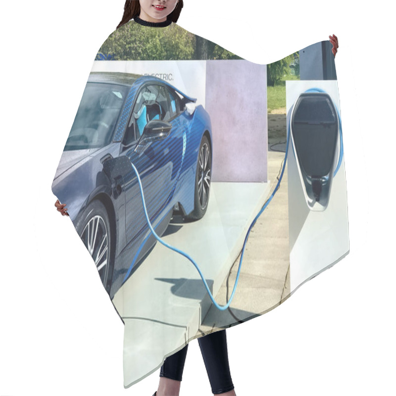 Personality  Electric Vehicle Being Plugged In Hair Cutting Cape