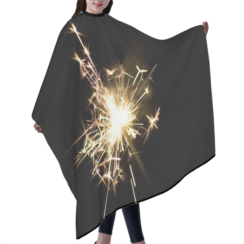 Personality  Close Up Of Lit Up Sparkler Hair Cutting Cape