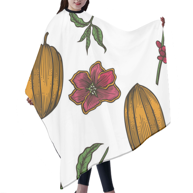 Personality  Vector Seamless Pattern Of Cocoa Beans Hair Cutting Cape