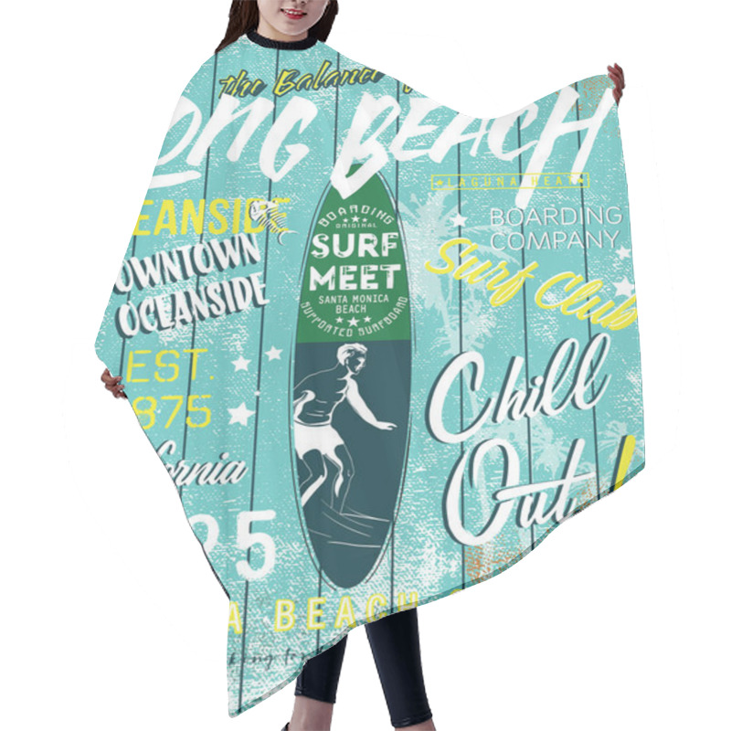 Personality  Surf Illustration  Typography Hair Cutting Cape