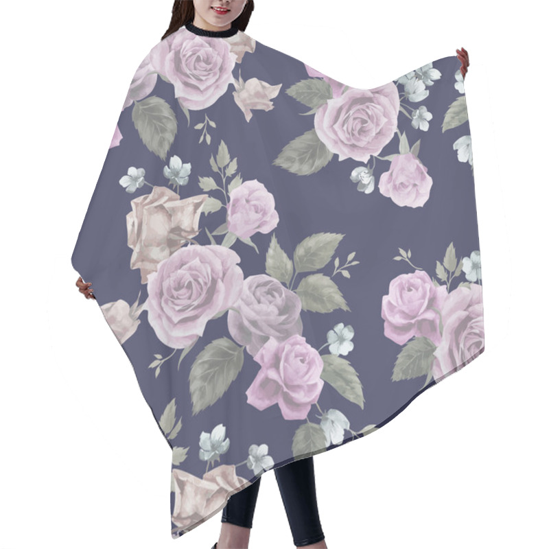 Personality  Seamless Floral Pattern With Roses Hair Cutting Cape