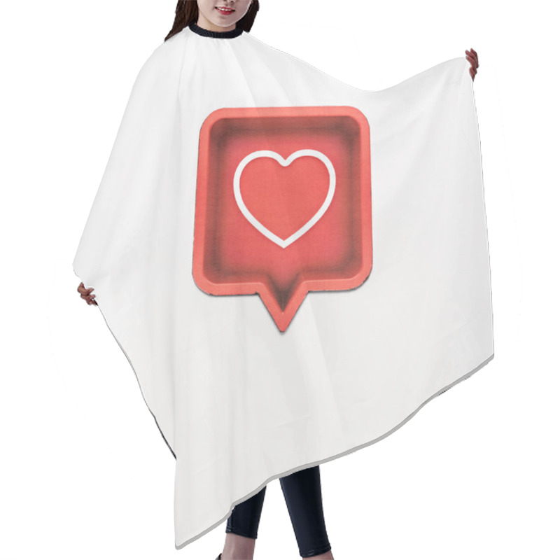 Personality  Top View Of Speech Bubble With Heart Isolated On White  Hair Cutting Cape