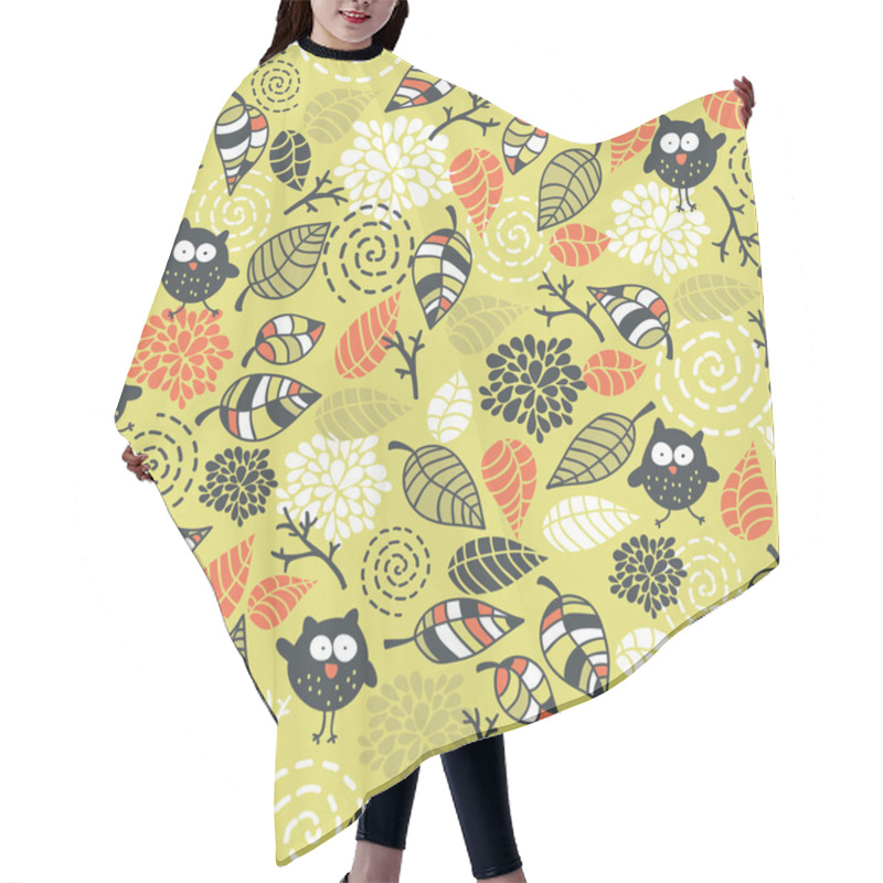 Personality  Seamless Pattern With Owls. Hair Cutting Cape