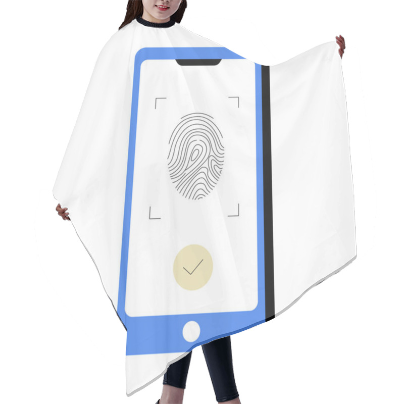 Personality  A Smartphone Screen Displaying A Fingerprint Scan With A Checkmark, Symbolizing Digital Security, Biometric Authentication, And Privacy Protection. Hair Cutting Cape