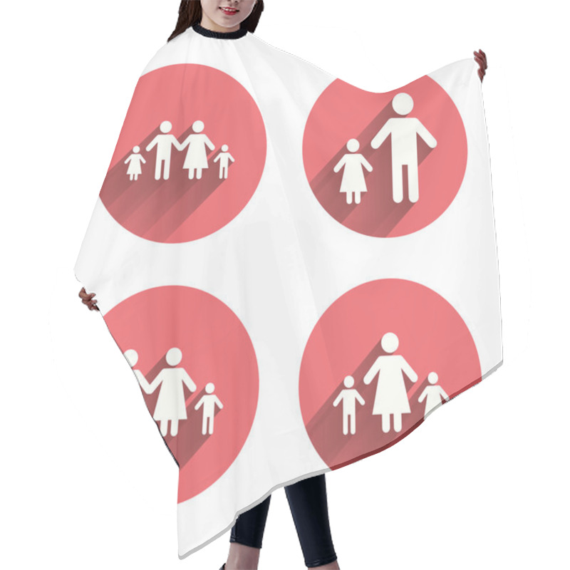 Personality  Family With Two Children Signs Hair Cutting Cape