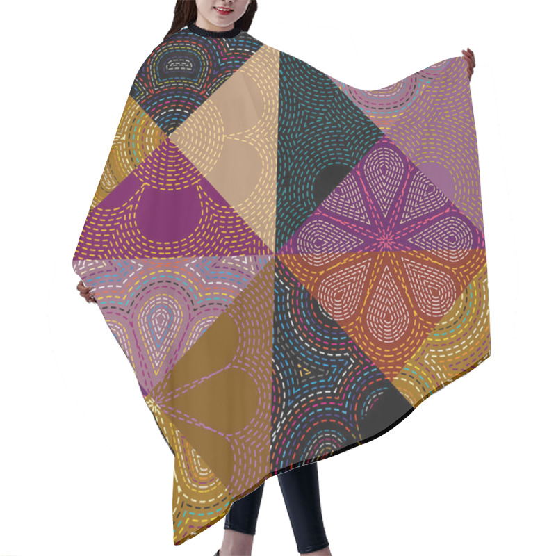 Personality  Patchwork Textile Pattern. Seamless Quilting Design Background. Hair Cutting Cape