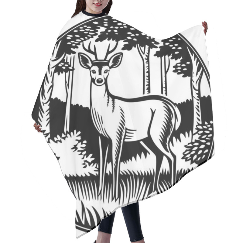 Personality  A Stunning Silhouette Of A Deer, Showcasing Its Elegance And Natural Beauty, Symbolizing The Serenity Of The Wilderness. Perfect For Nature-inspired Art, Wildlife Themes, Or Minimalist Decor. Hair Cutting Cape