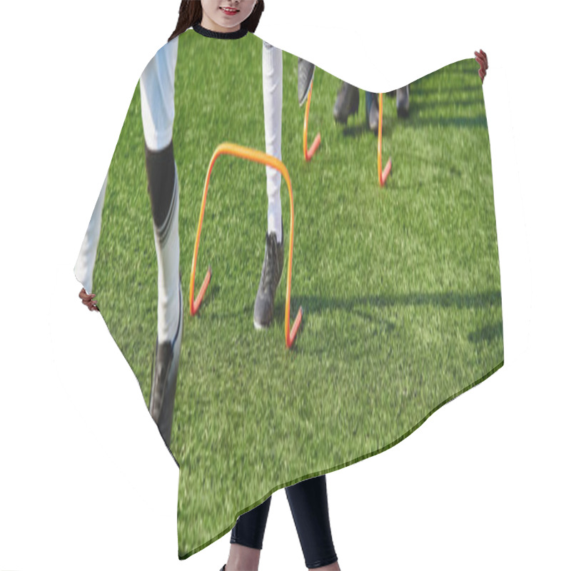 Personality  A Group Of Soccer Players In Their Team Uniforms Stand Triumphantly On The Top Of A Lush Green Soccer Field, United In Celebration And Victory. Hair Cutting Cape