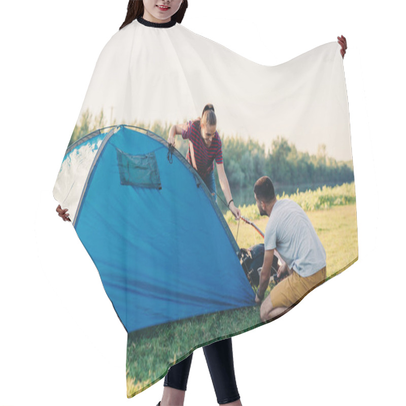 Personality  Friends Preparing Tent For Camping Outdoor Hair Cutting Cape