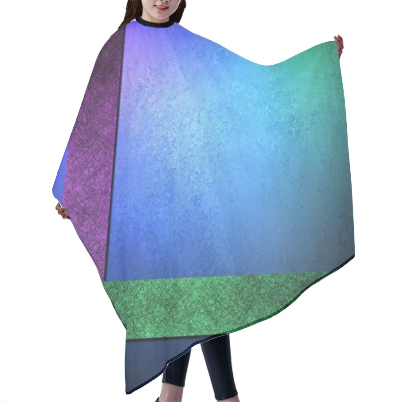 Personality  Blue Background Template With Green And Purple Stripe Layout Hair Cutting Cape