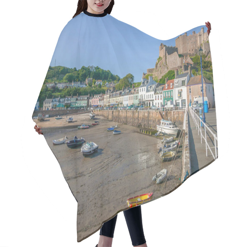 Personality  Moored Boats At Low Tide In Gorey Harbour, Jersey, Channel Islands Hair Cutting Cape