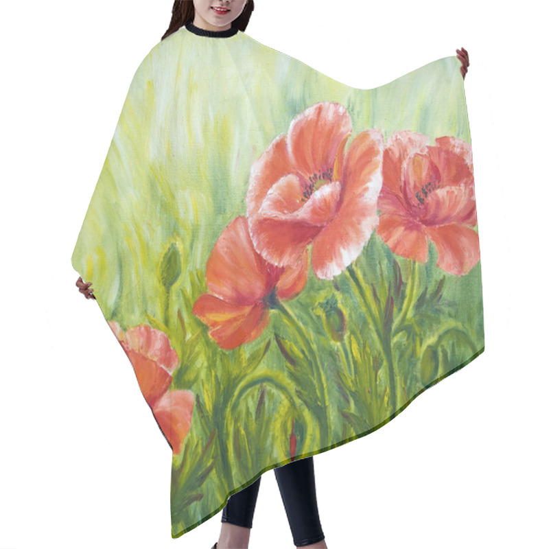 Personality  Poppies, , Oil Painting On Canvas Hair Cutting Cape