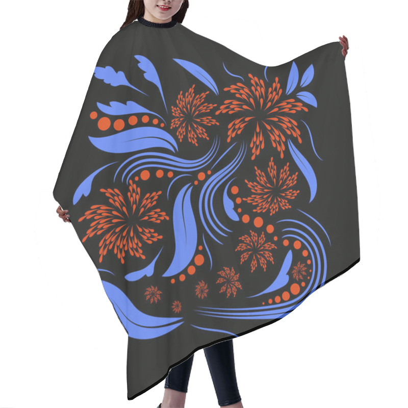 Personality  Folk Flowers Floral Art Print Flowers Abstract Art Hair Cutting Cape