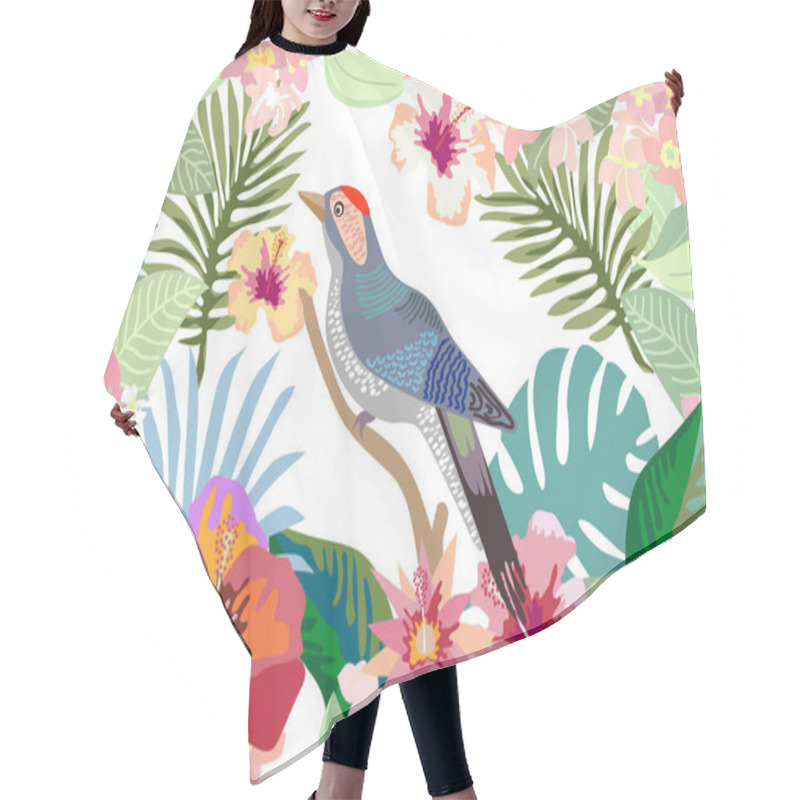 Personality  Tropical Blossom And Birds.  Hair Cutting Cape