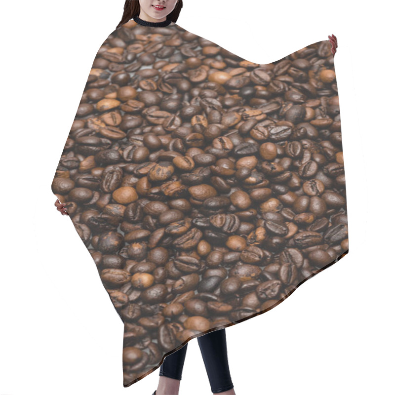 Personality  Top View Of Fresh And Brown Coffee Beans Hair Cutting Cape