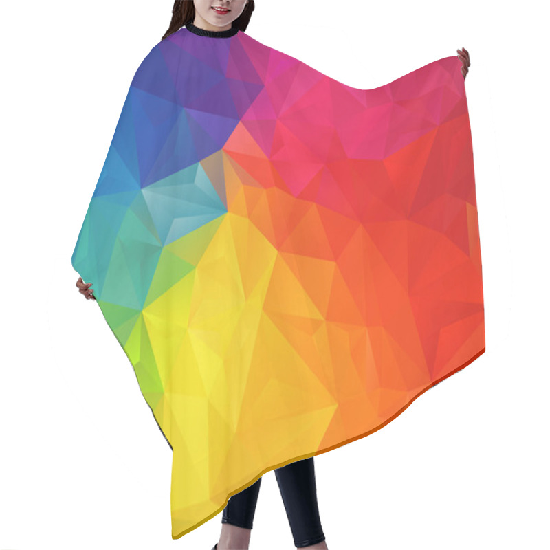 Personality  Vector Abstract Irregular Polygon Background With A Triangle Pattern In Full Multi Color - Rainbow Spectrum Hair Cutting Cape