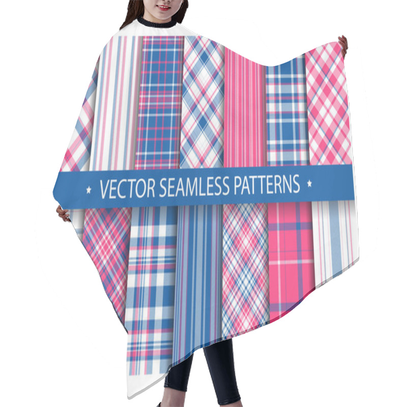 Personality  Tartan Set Pattern Seamless Plaid Vector. Geometric Background F Hair Cutting Cape