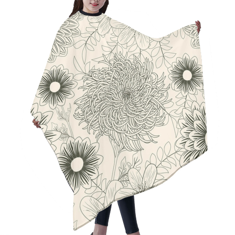 Personality  Seamless Background With Garden Flowers Hair Cutting Cape