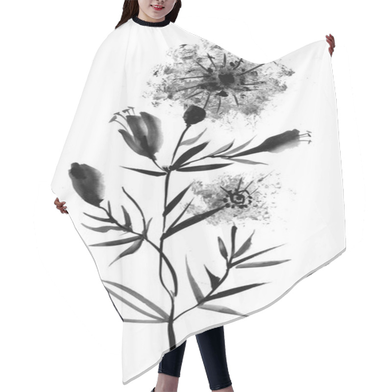 Personality  Monochrome Cornflowers Illustration Hair Cutting Cape