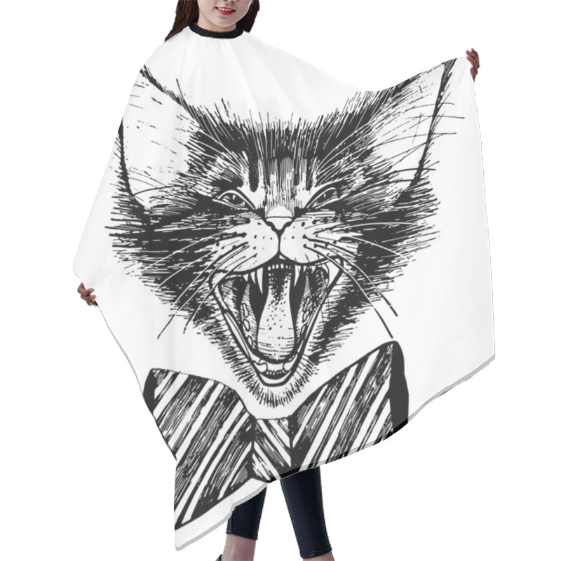 Personality  Meowing Graphic Cat Hair Cutting Cape