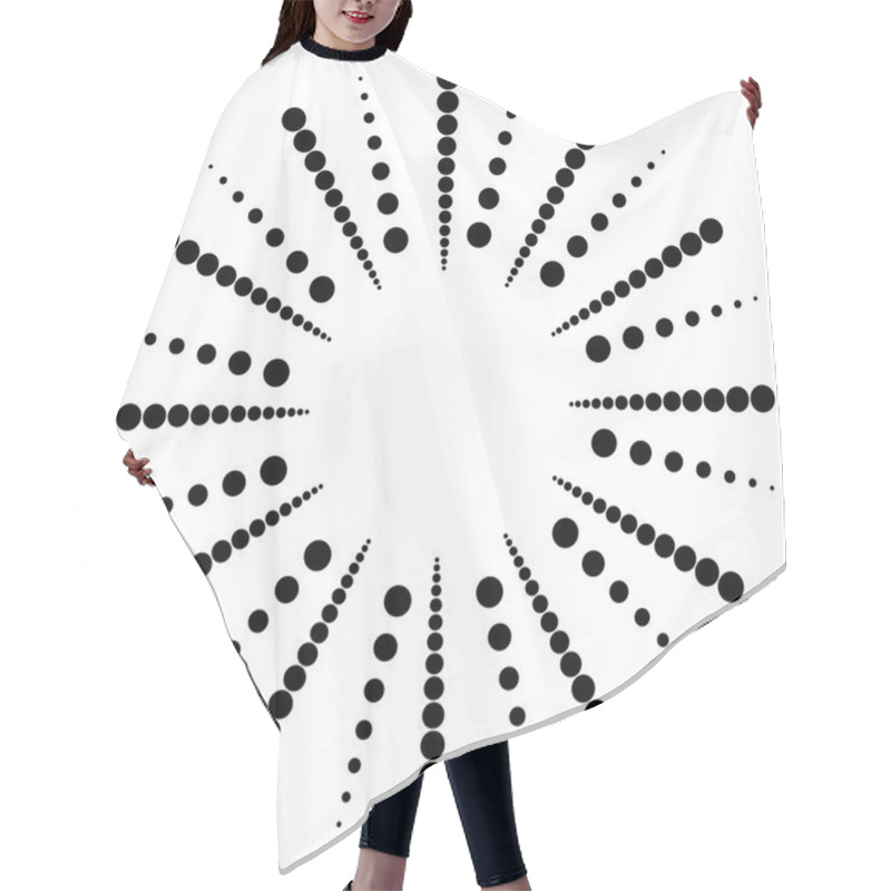 Personality  Dotted Radial, Radiating Lines.  Hair Cutting Cape