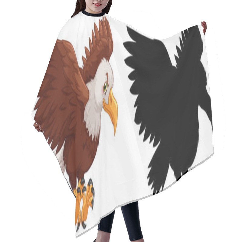 Personality  Set Of Eagle Characters And Its Silhouette On White Background Illustration Hair Cutting Cape