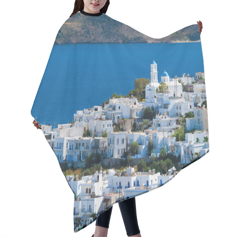 Personality  View Of Plaka Village With Traditional Greek Church. Milos Island, Greece Hair Cutting Cape