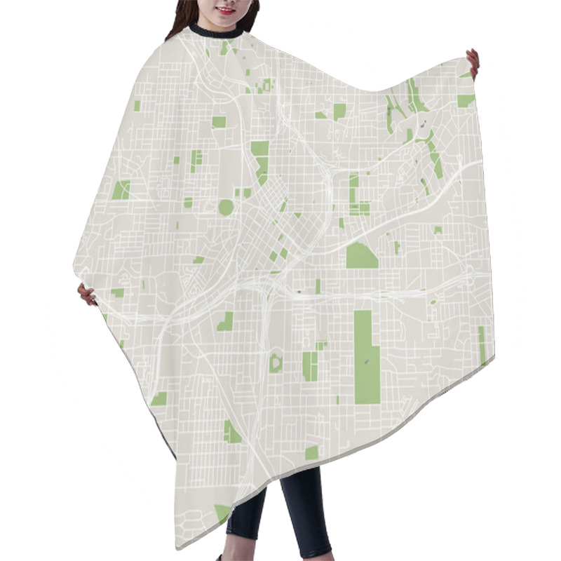 Personality  Illustration Map Of The City Of Atlanta, USA Hair Cutting Cape