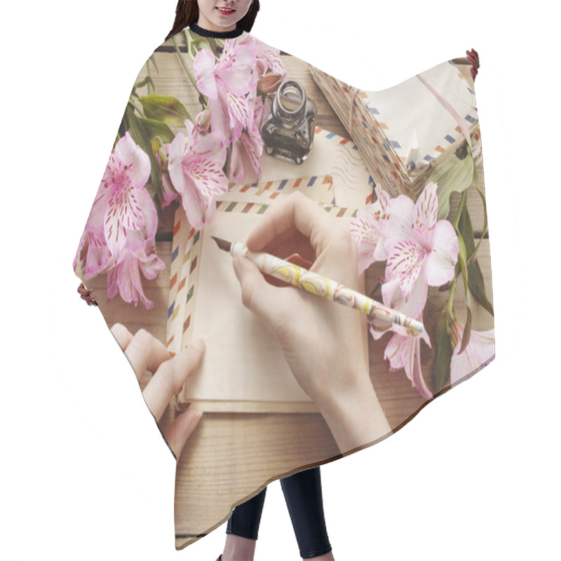 Personality  Woman Writing A Letter Hair Cutting Cape