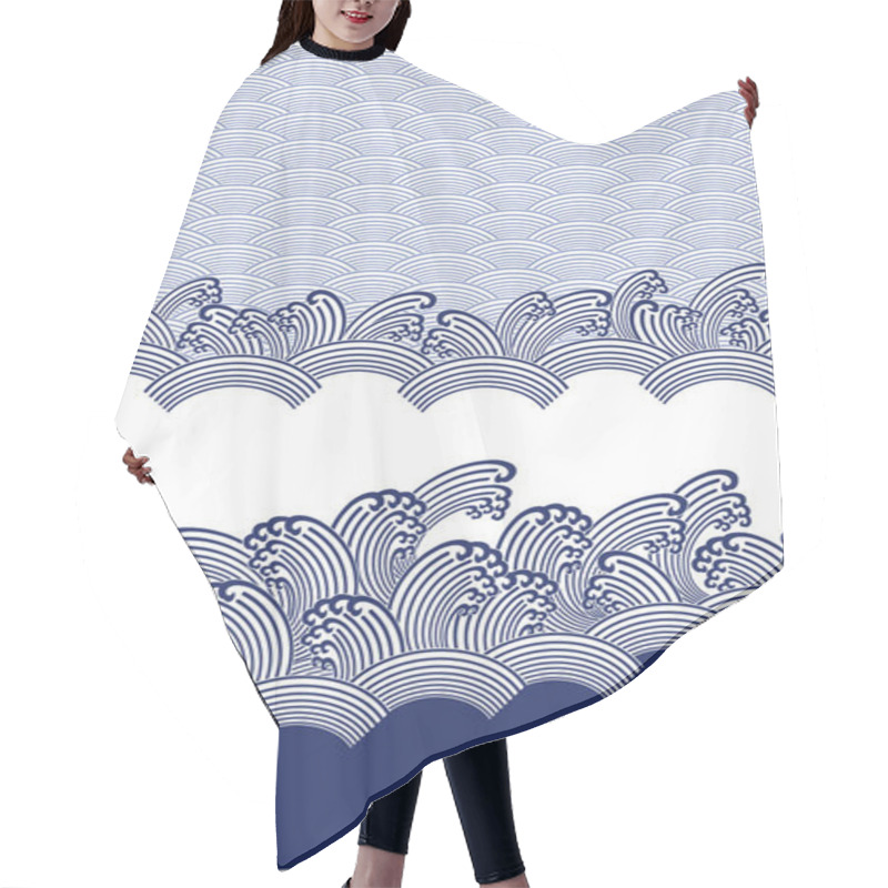 Personality  Ornament Design Of The Wave Japanese Style In Seamlessness,It Is Japanese Classic Pattern, Hair Cutting Cape