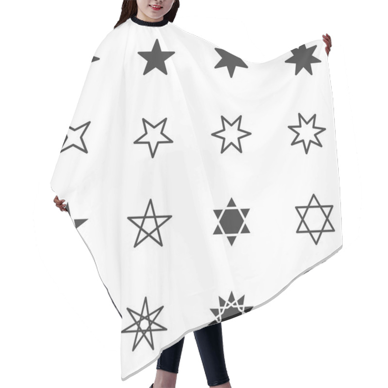 Personality  Set Of Black And White Stars Icon With Different Star Flat Style, Vector Illustration Hair Cutting Cape