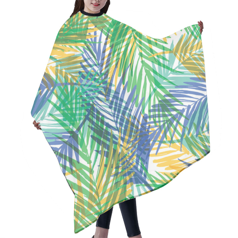 Personality  Seamless Exotic Pattern With Palm Leaves . Hair Cutting Cape