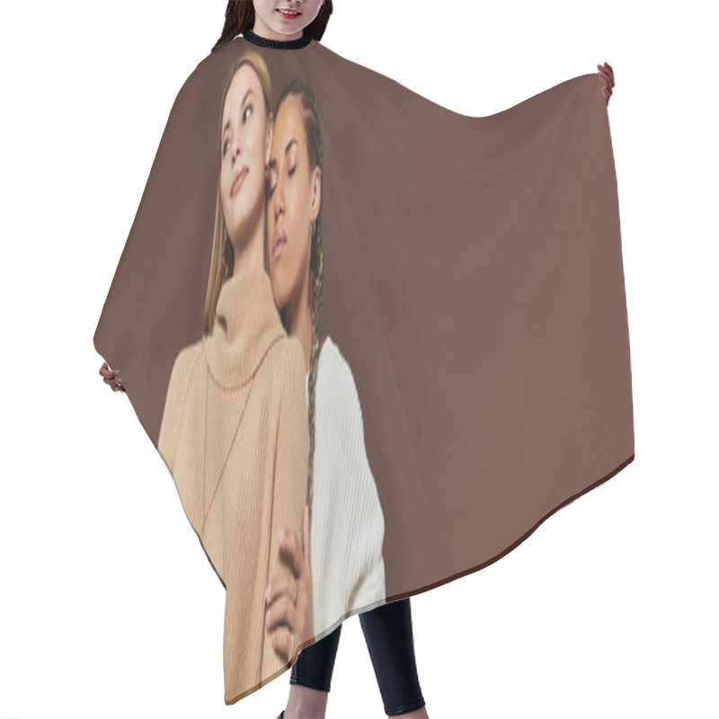 Personality  A Young Couple Enjoys An Intimate Moment, Embracing Each Other In Their Autumn Attire. Hair Cutting Cape