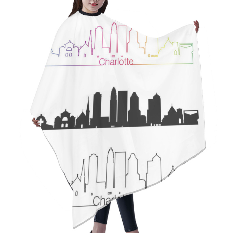 Personality  Charlotte Skyline Linear Style With Rainbow Hair Cutting Cape