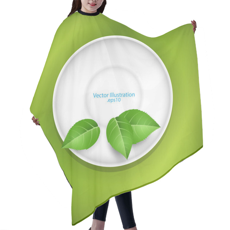 Personality  Green Leaves On A Saucer. Hair Cutting Cape