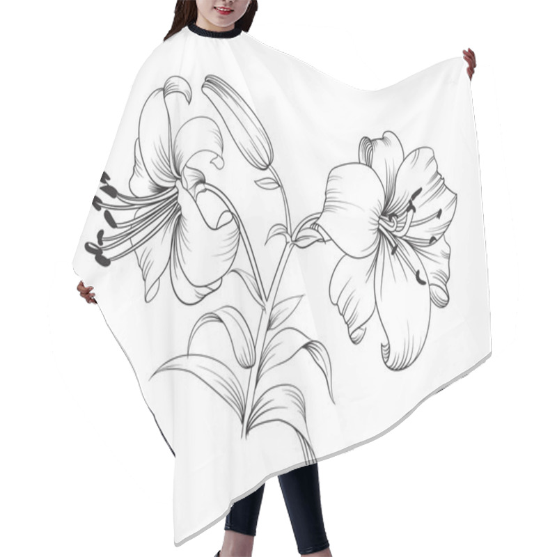 Personality  Lily Flower Composition. Hair Cutting Cape