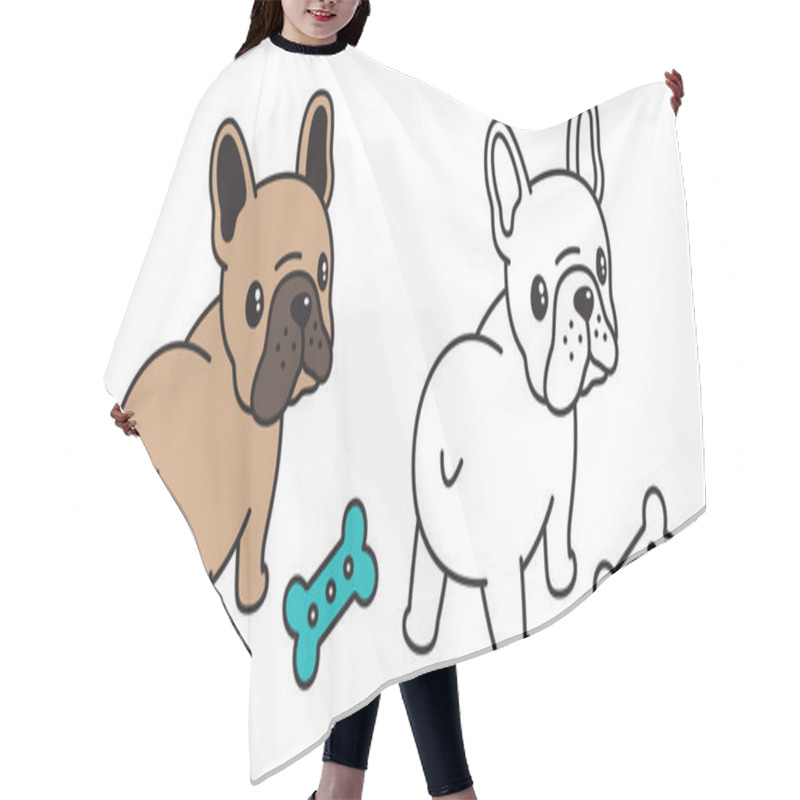 Personality  Dog Vector French Bulldog Logo Icon Bone Food Toy Cartoon Character Illustration Symbol Brown Hair Cutting Cape