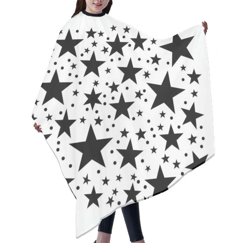 Personality  A Vibrant Black And White Pattern Featuring Various Star Shapes On A White Background. Hair Cutting Cape