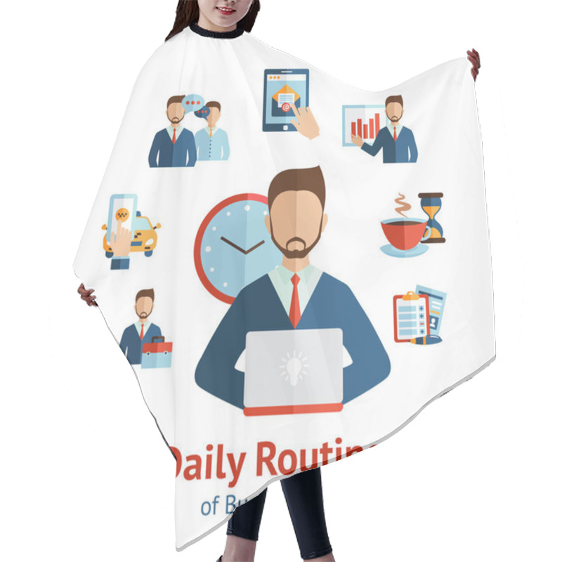 Personality  Businessman Daily Routine Concept Poster Hair Cutting Cape