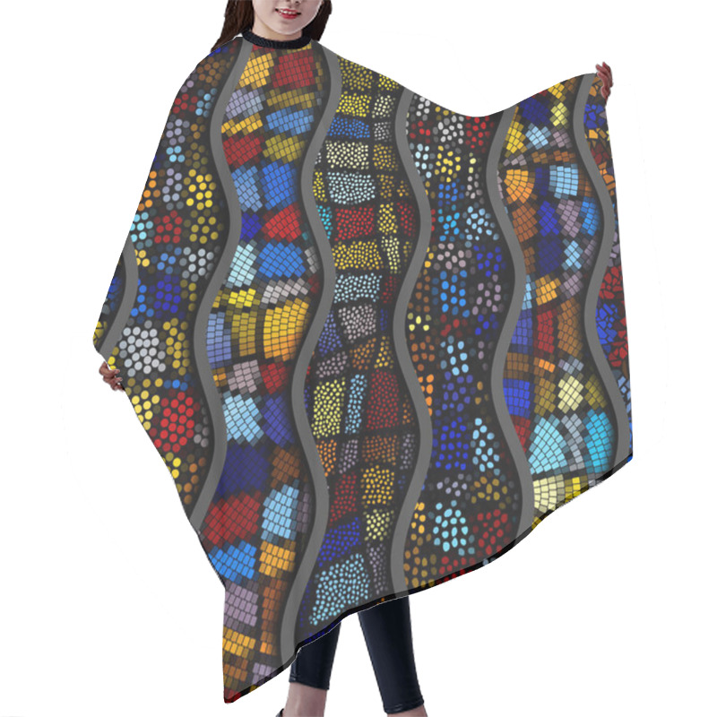 Personality  Relief Waves Of Ornamental Mosaic Tile Patterns Hair Cutting Cape